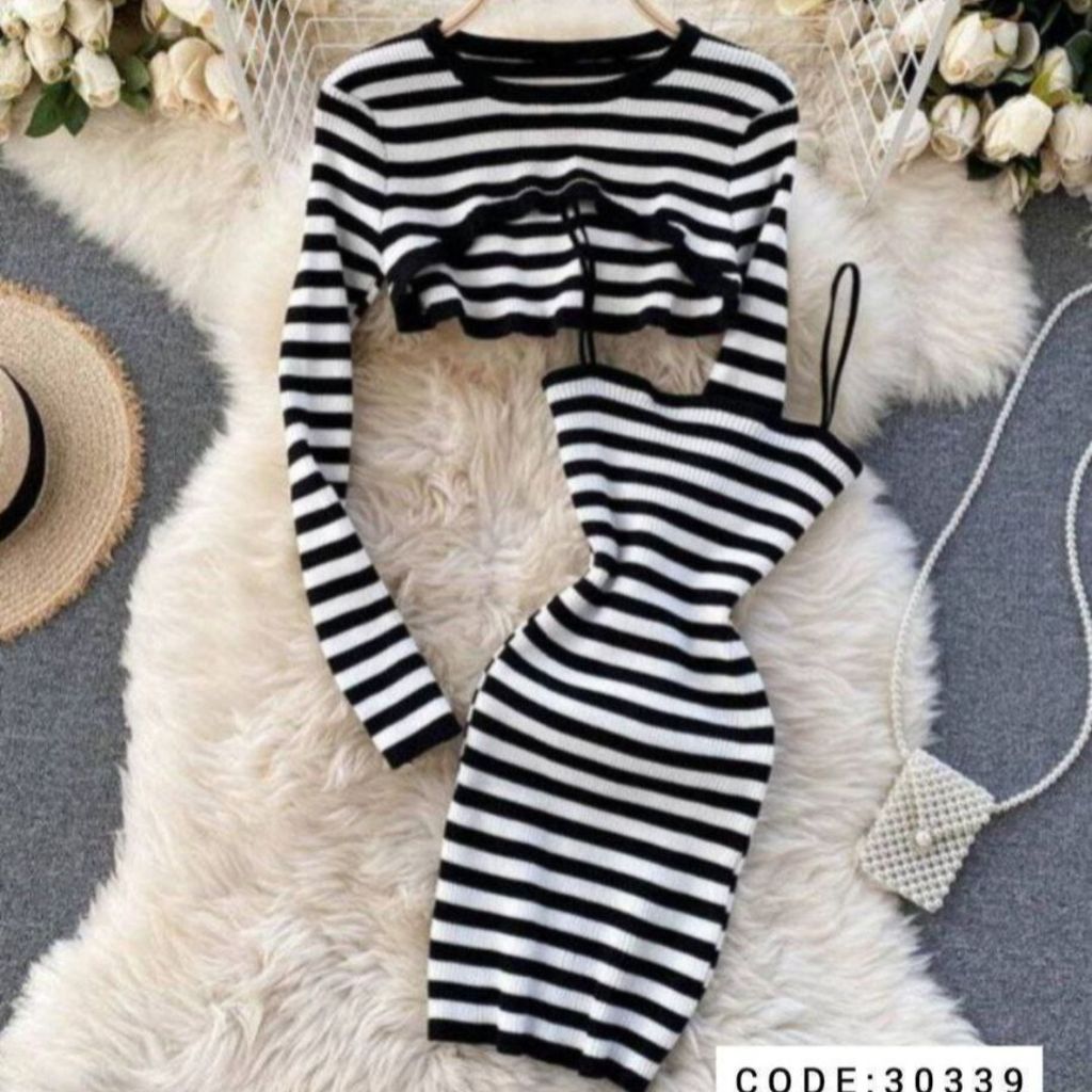 فروش اینترنتی ست دوتیکه راه راه کبریتی