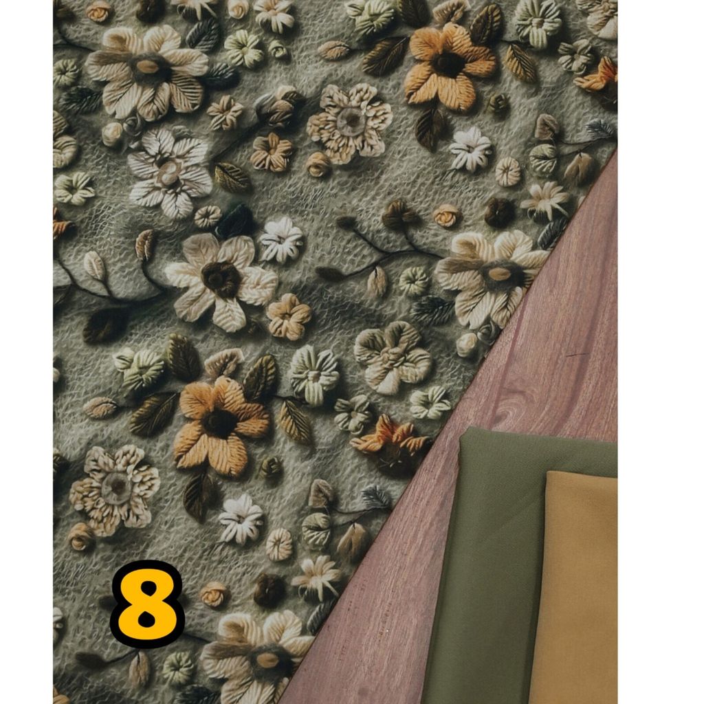 خرید آنلاین پارچه کرپ فلور طرحدار درجه یک