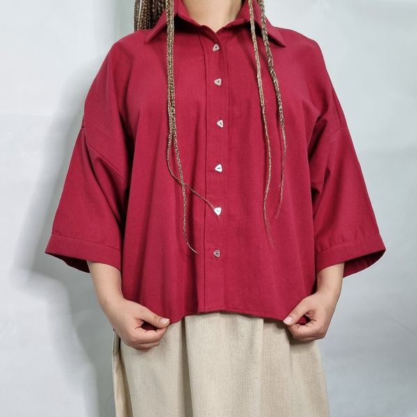 کراپ شومیز زنانه رنگ قرمز