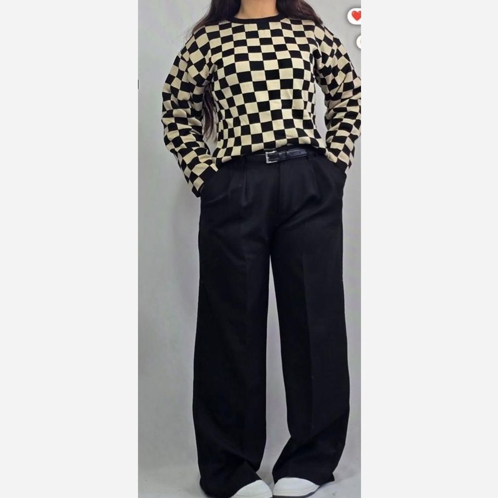 قیمت ارزان شومیز بافت زنانه شطرنجی 