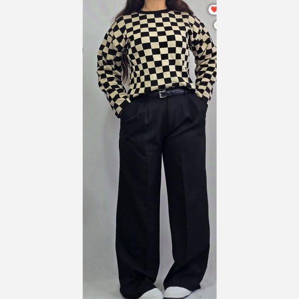 شومیز بافت زنانه شطرنجی