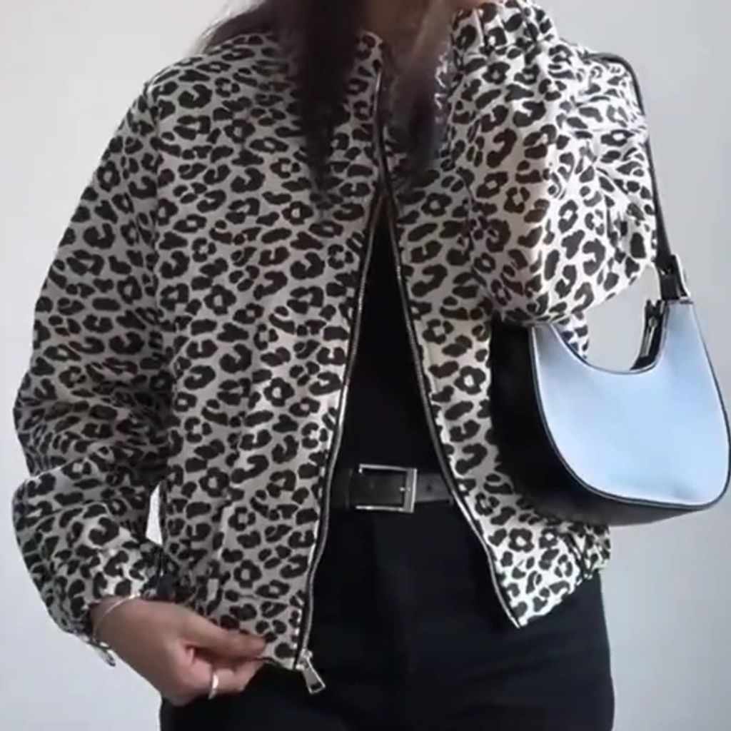 خرید اینترنتی بامبر جکت پلنگی زنانه سویشرت پاییزه 