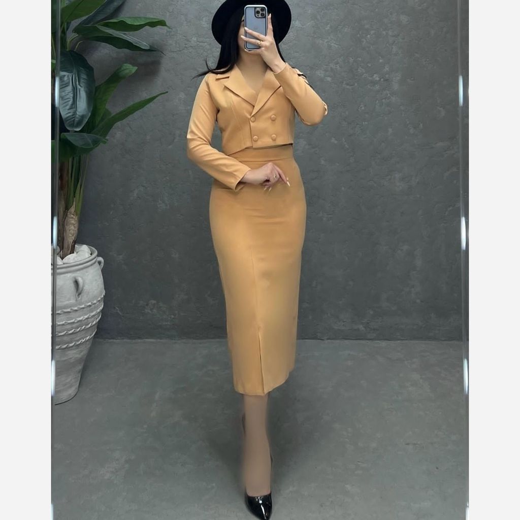 فروش اینترنتی کت دامن مجلسی زنانه کرپ 