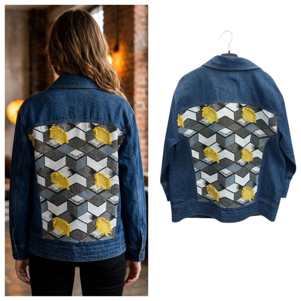 کت جین وارداتی خرج کار پشت ژاکارد فری سایز