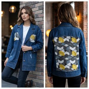 خرید اینترنتی کت جین وارداتی خرج کار پشت ژاکارد فری سایز