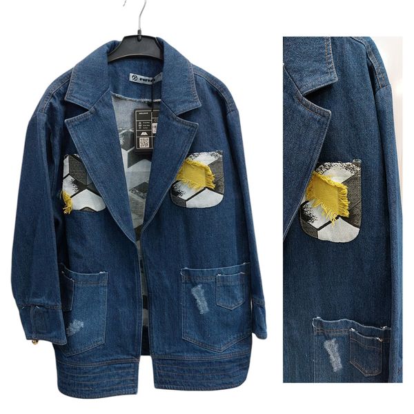 کت جین وارداتی خرج کار پشت ژاکارد فری سایز