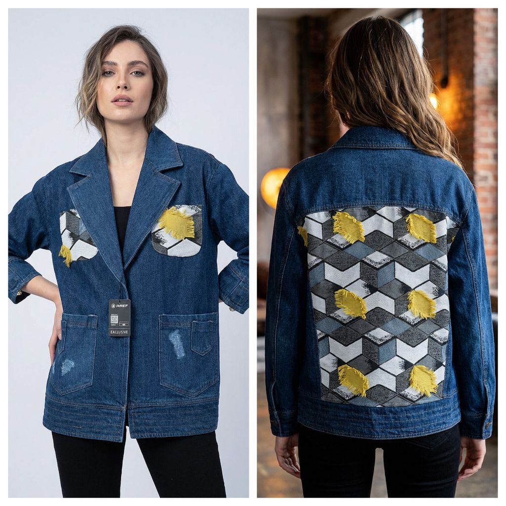 فروش اینترنتی کت جین وارداتی خرج کار پشت ژاکارد فری سایز