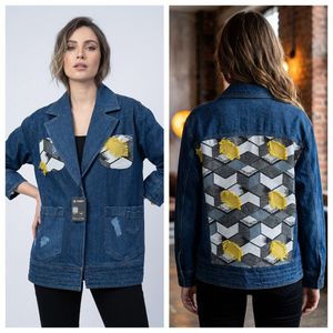 فروش اینترنتی کت جین وارداتی خرج کار پشت ژاکارد فری سایز