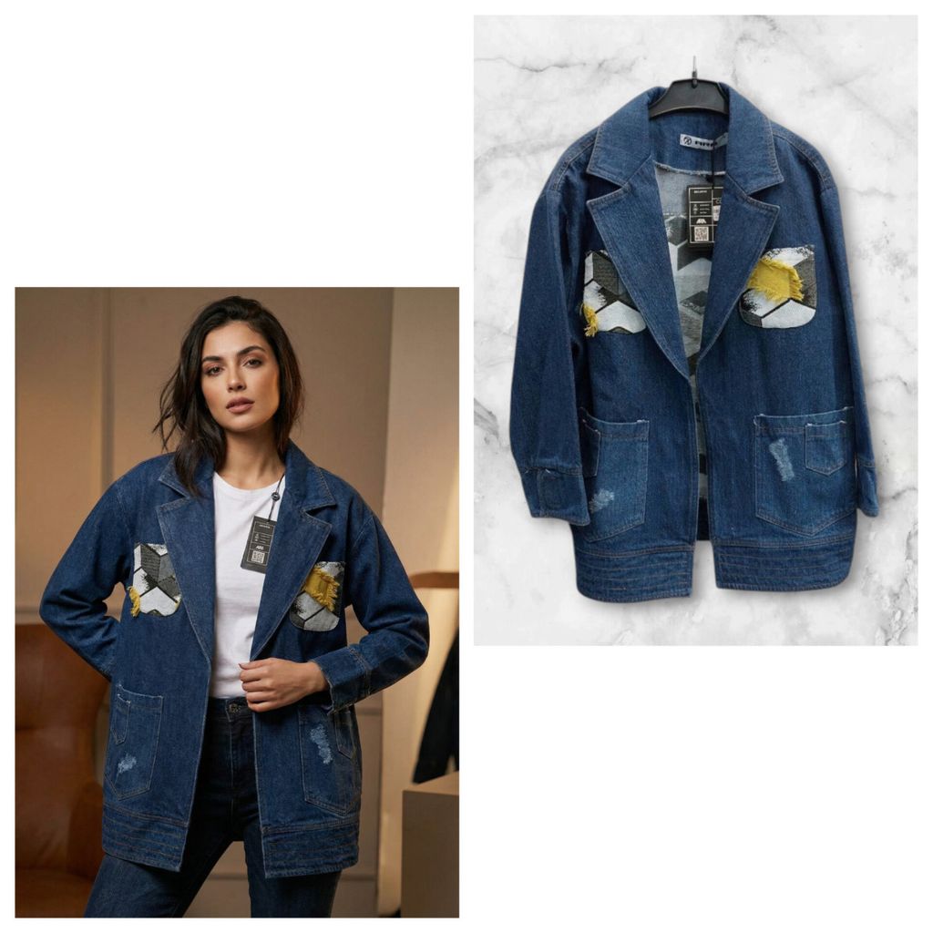 قیمت کت جین وارداتی خرج کار پشت ژاکارد فری سایز