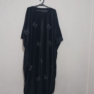 قیمت ارزان مانتو عبایی مخمل نگینی