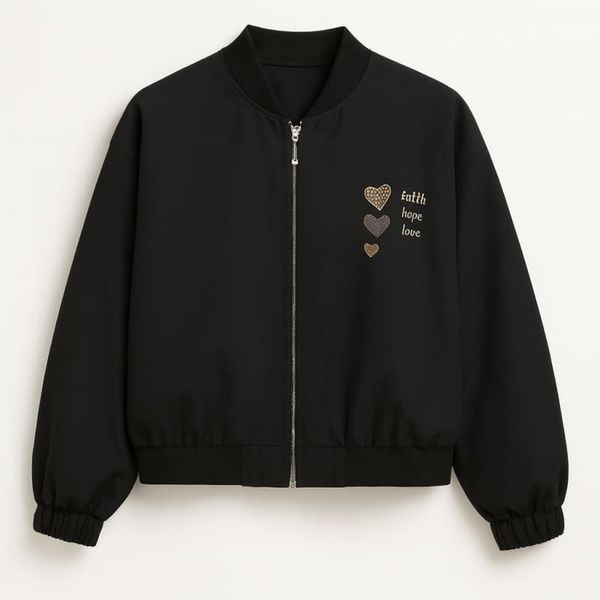 بامبر زنانه گلدوزی 3 قلب - مشکی