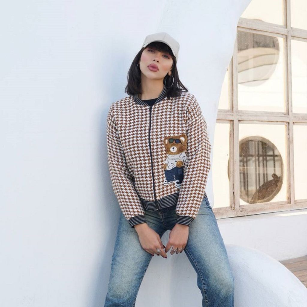 قیمت ارزان بامبر زنانه طرح تدی - قهوه ای