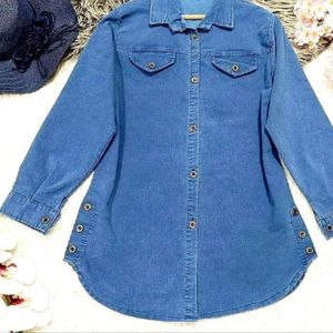 خرید اینترنتی مانتو جین بغل دکمه