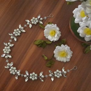 فروش اینترنتی ریسه عروس مدل گلها با مارکیز و مروارید اصل