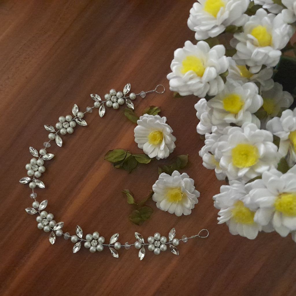 قیمت ریسه عروس مدل گلها با مارکیز و مروارید اصل