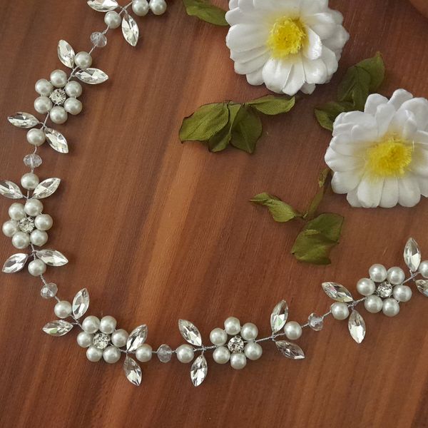 ریسه عروس مدل گلها با مارکیز و مروارید اصل