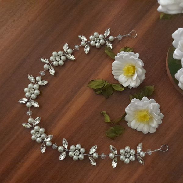 ریسه عروس مدل گلها با مارکیز و مروارید اصل