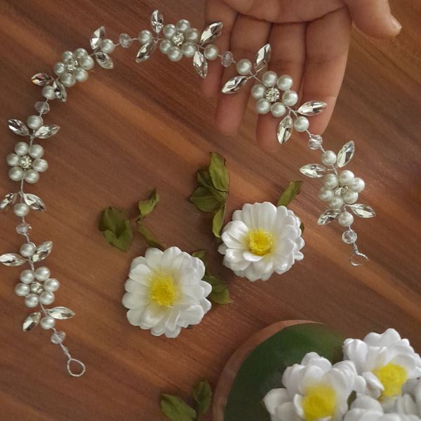 ریسه عروس مدل گلها با مارکیز و مروارید اصل