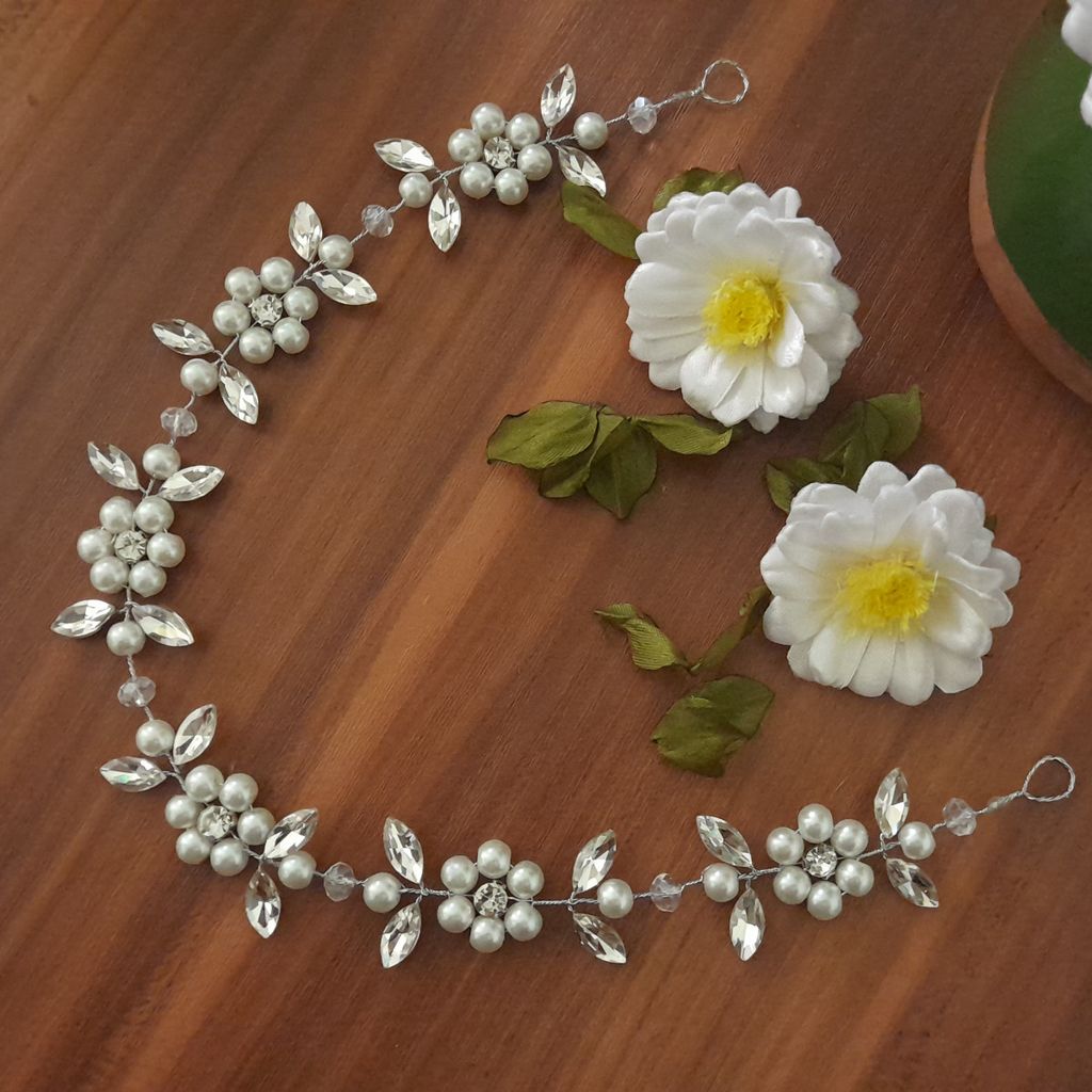 قیمت ریسه عروس مدل گلها با مارکیز و مروارید اصل