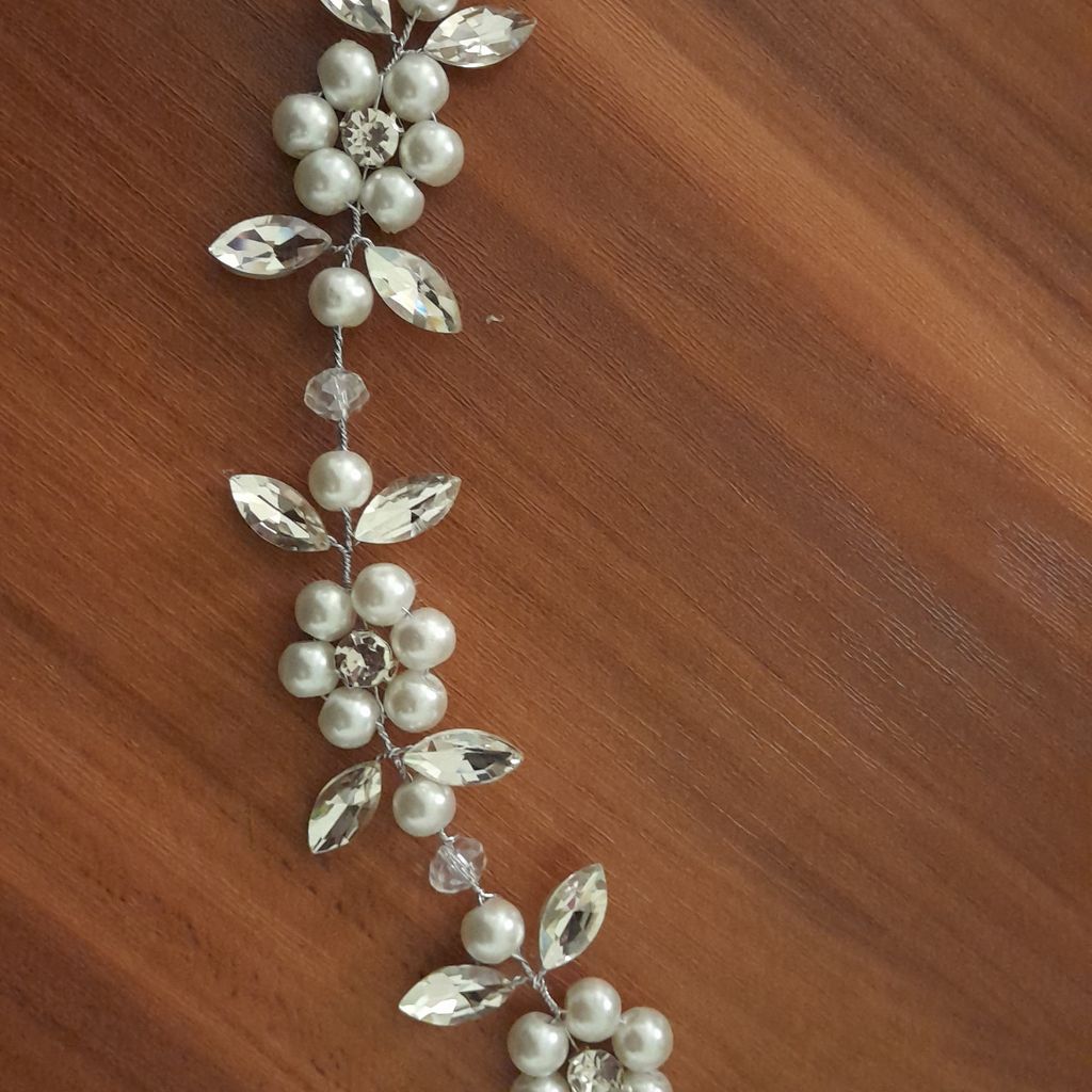 مشخصات ریسه عروس مدل گلها با مارکیز و مروارید اصل