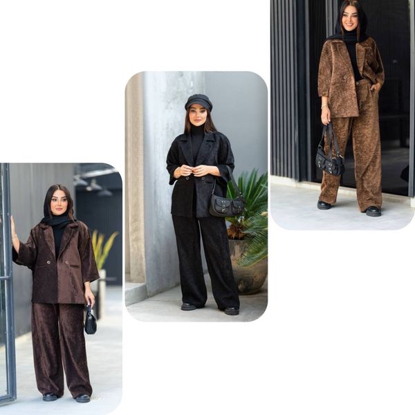 ست کت شلوار مزونی مخمل خاویاری