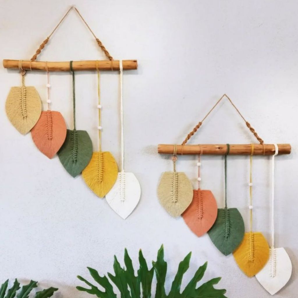 خرید اینترنتی دیوارکوب برگ مکرومه بافی دکوری مدل سمن