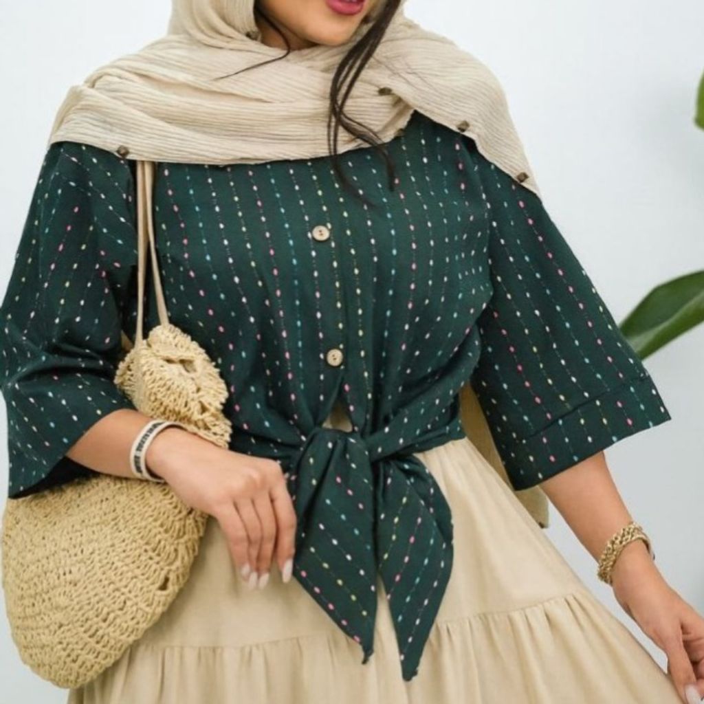 فروش اینترنتی شومیز مانتویی گره ای روشنک