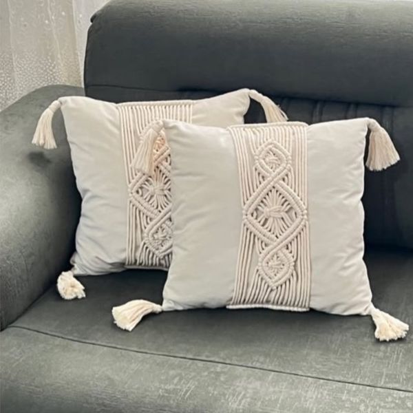 کاور کوسن مکرومه بافت مدل گندم