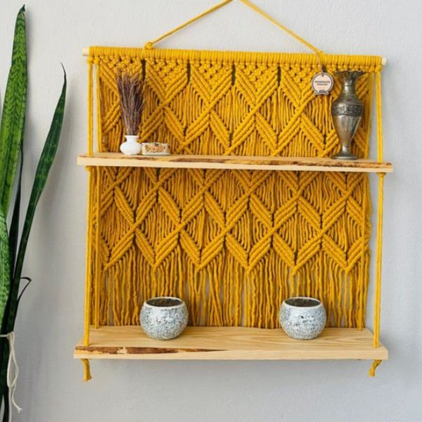 شلف چوبی مدرن مکرومه بافی مدل هلیا
