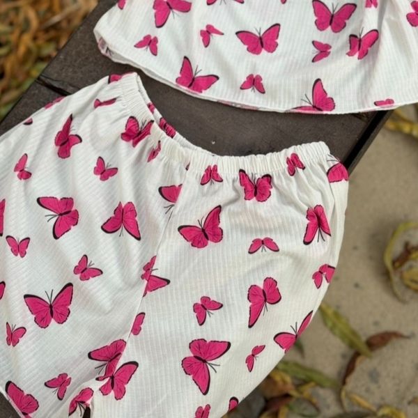 تاپ و شلوارک نخی کبریتی