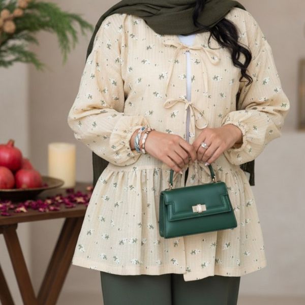 مانتو عروسکی کرپ آیوا ژاکارد