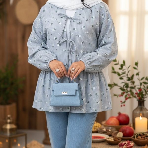 مانتو عروسکی کرپ آیوا ژاکارد