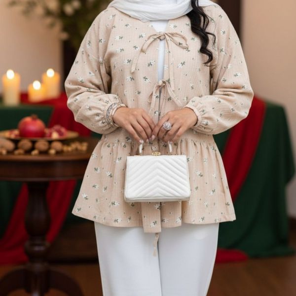 مانتو عروسکی کرپ آیوا ژاکارد