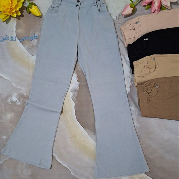 شلوار دمپا گشاد کتان کش تنخور