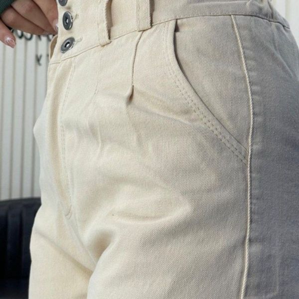 شلوار مام خمره ای کمرگنی