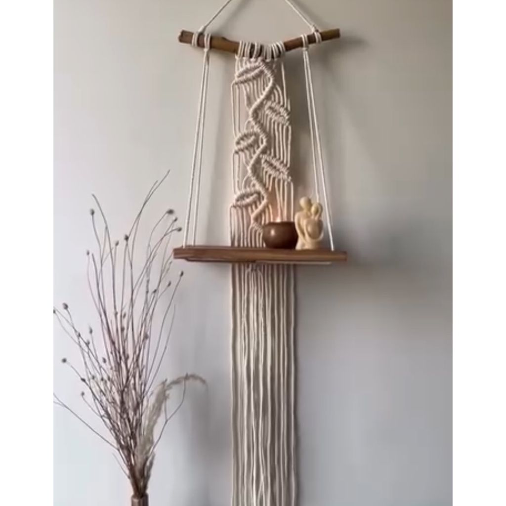 خرید انلاین شلف چوبی مکرومه بافی مدرن طرح ناز