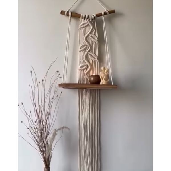 شلف چوبی مکرومه بافی مدرن طرح ناز