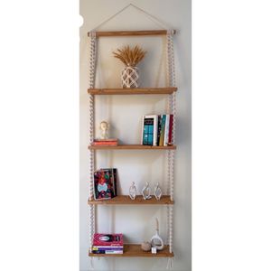 شلف چوبی‌مکرومه 4 طبقه مدل سحر