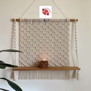 شلف چوبی‌مکرومه پر بافت ارت بیوتی