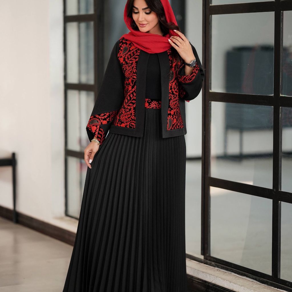 فروش اینترنتی کت دامن مزونی پلیسه یلدایی