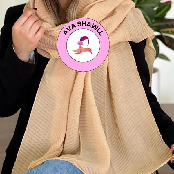 شال نخ پنبه تک رنگ پلیسه با ایستایی بالا