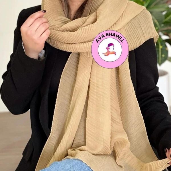 شال نخ پنبه پلیسه تک رنگ دلسو 😍