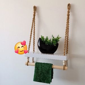 هولدر و‌شلف چوبی مکرومه ارت بیوتی