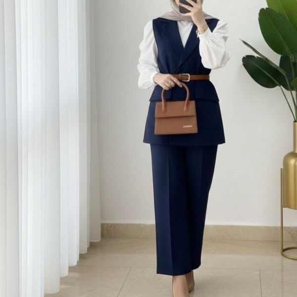 ست وست و شلوار با کمربند آیسان