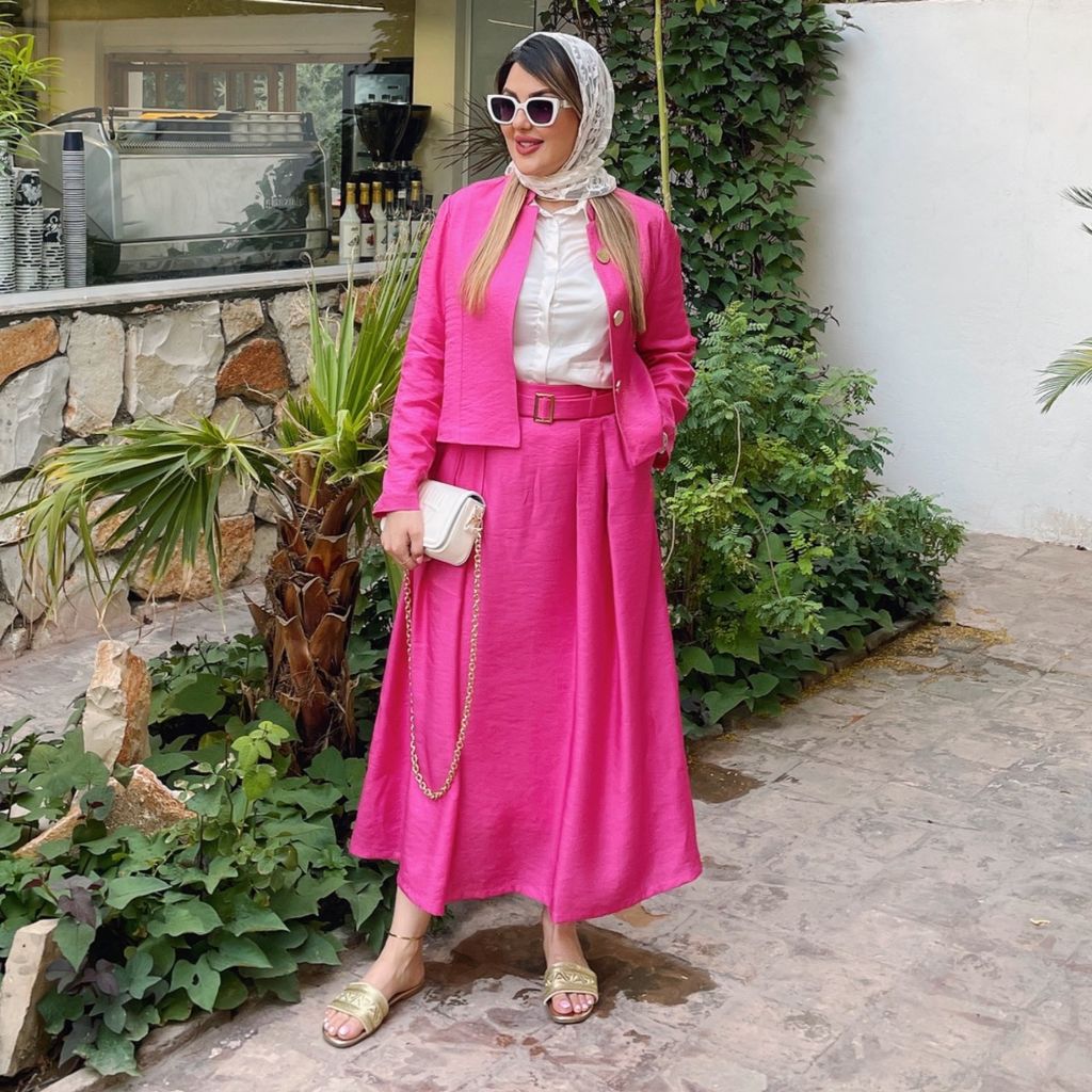 مشخصات ست کت و دامن ساتینـا (کالکشن فروزان نریمیسا)