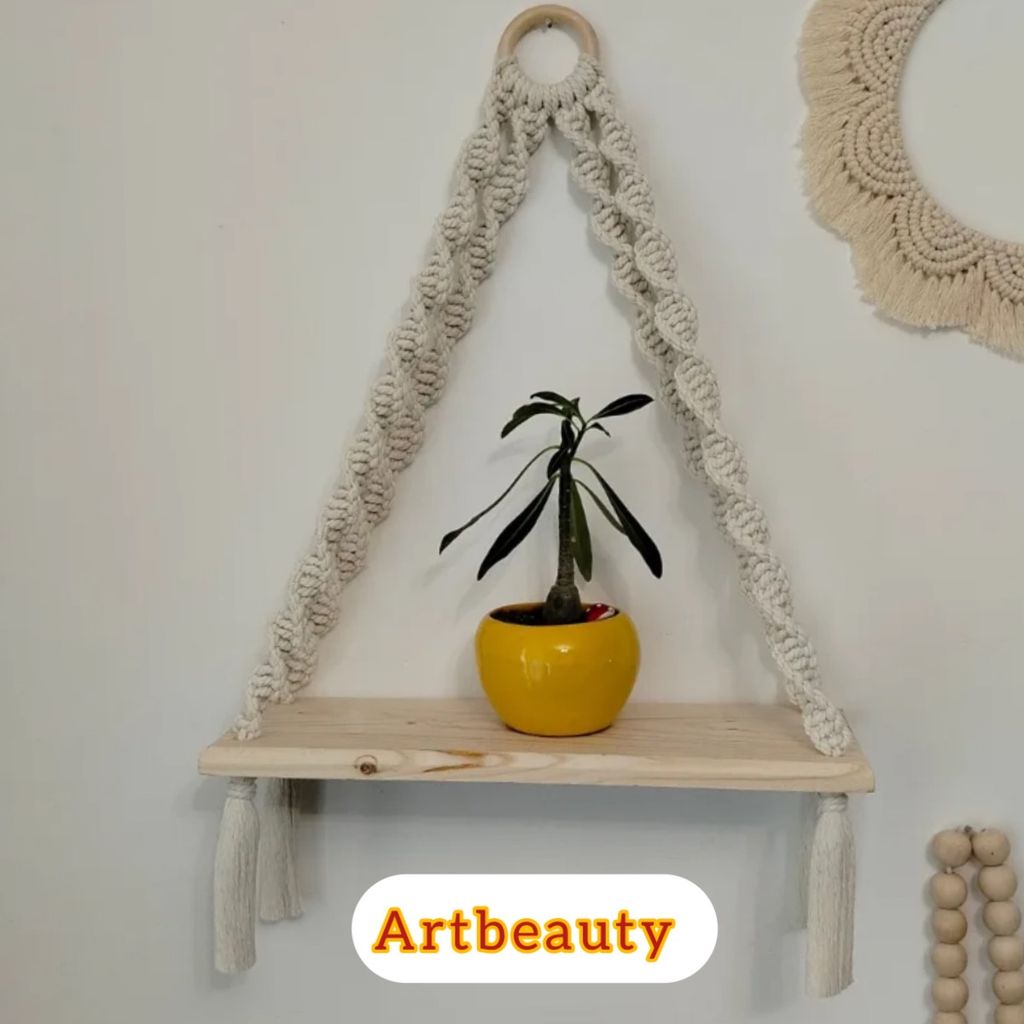 خرید آنلاین شلف چوبی مکرومه ارسال رایگان مدل مینیمال