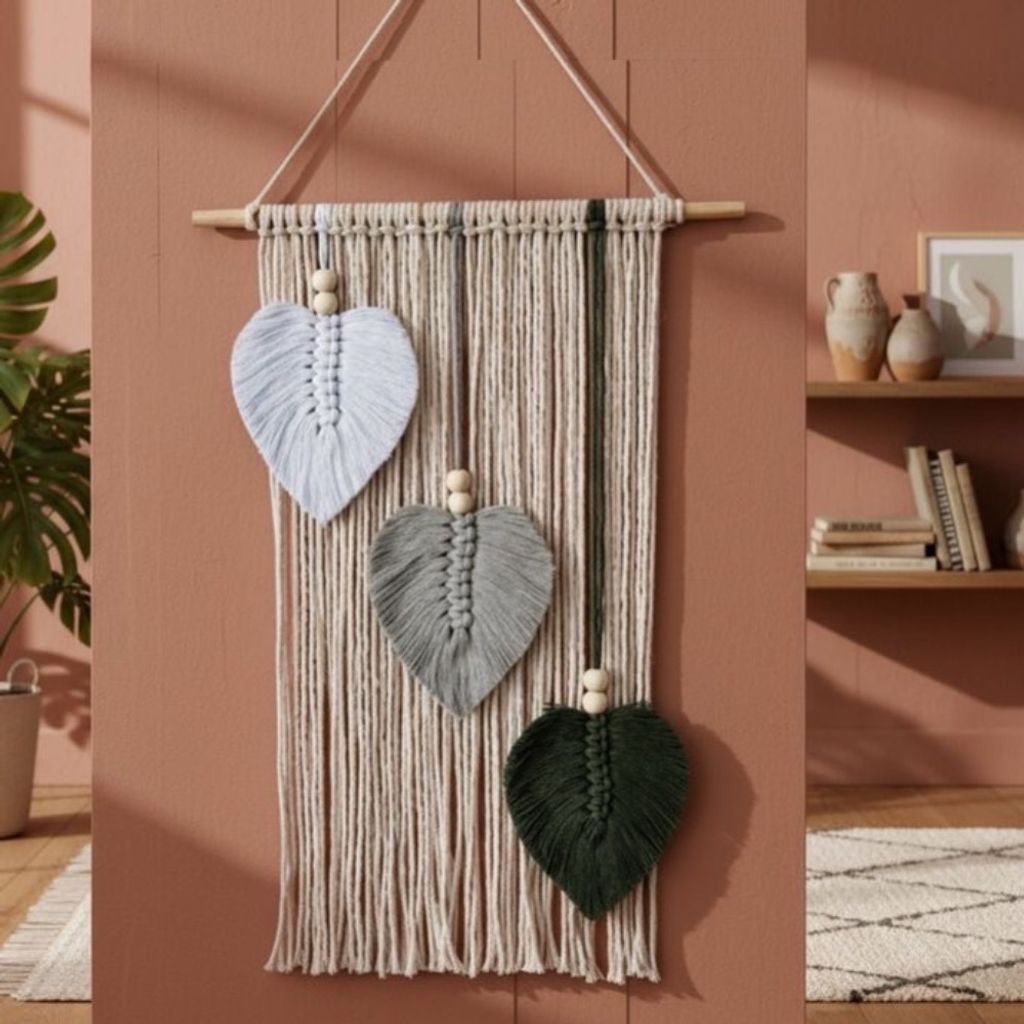 فروش اینترنتی دیواراویز برگ ریسه دار مکرومه بافی مدل درنا