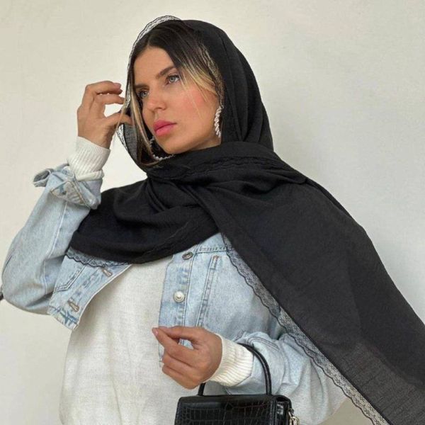 شال اسلپ جت بلک دور دانتل زنانه