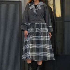 کت و دامن پاییزه پیچازی طوسی پر رنگ با ارسال فوری