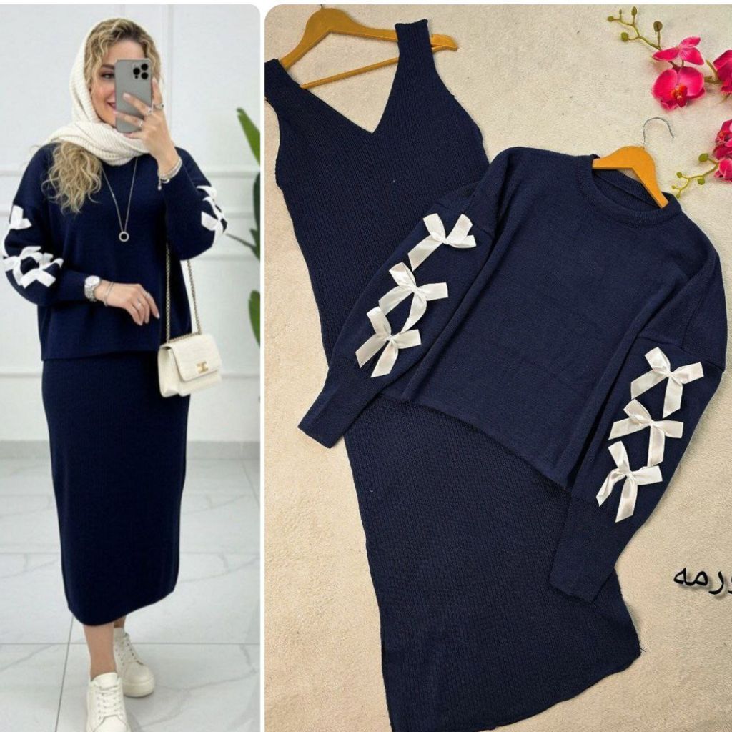 قیمت ارزان ست بافت زنانه طرح پروانه